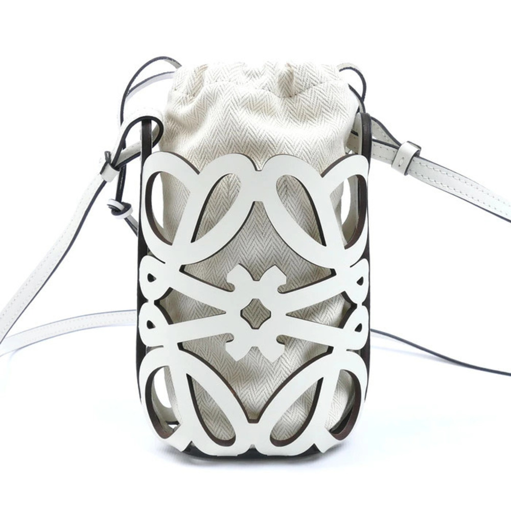 Loewe Shoulder Anagram Cutout White Bag Pocket